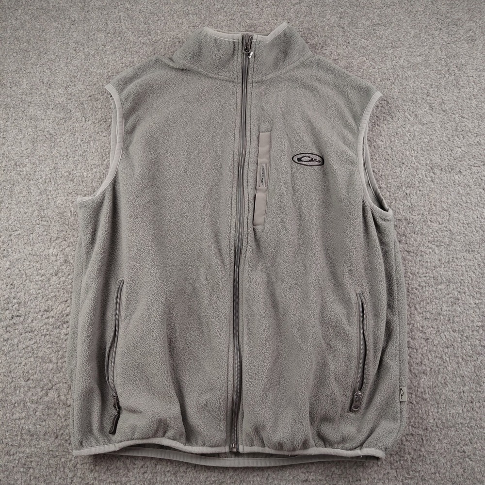 Drake Fleece Vest Mens Small Full Zip Grey Pockets Outdoor Gorpcore *Flaw